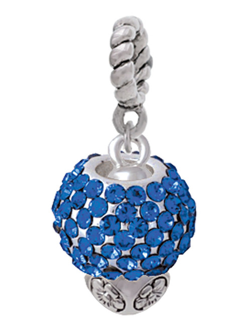 Blue Crystal Sparkle Spinner Rope Charm Bead Dangle