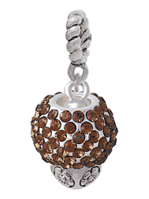 Brown Crystal Sparkle Spinner Rope Charm Bead Dangle