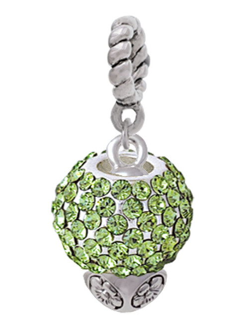 Lime Green Crystal Sparkle Spinner Rope Charm Bead Dangle