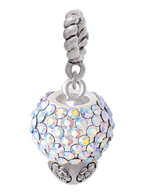 Clear AB Crystal Sparkle Spinner Rope Charm Bead Dangle