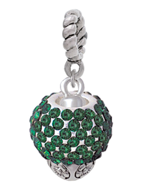 Green Crystal Sparkle Spinner Rope Charm Bead Dangle