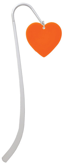 Acrylic 1" Orange Heart Charm Bookmark