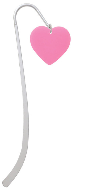 Acrylic 1" Hot Pink Heart Charm Bookmark