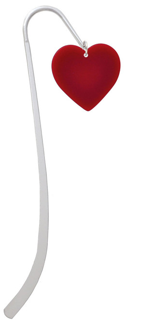 Acrylic 1" Maroon Heart Charm Bookmark