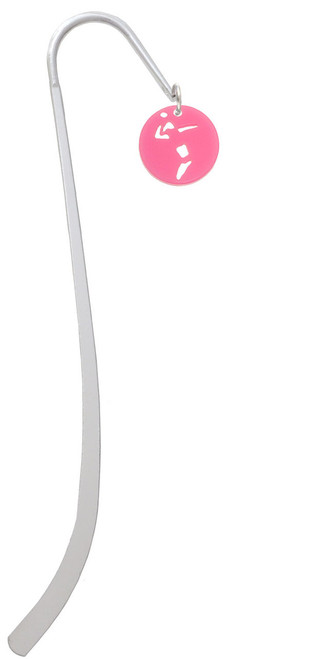 Acrylic Small Pink Disc Volleyball Player Charm Bookmark