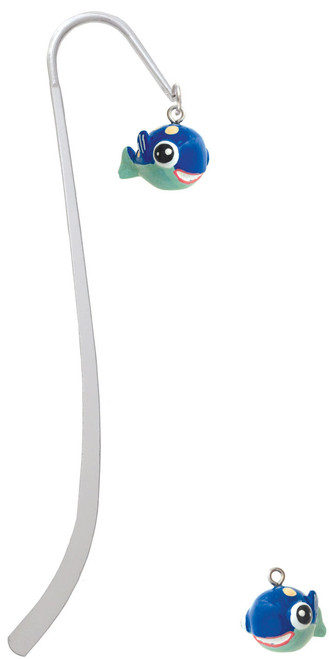Resin Blue Fish with Pink Polka Dots Charm Bookmark