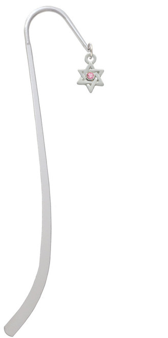 Mini Star of David with Pink Crystal Charm Bookmark