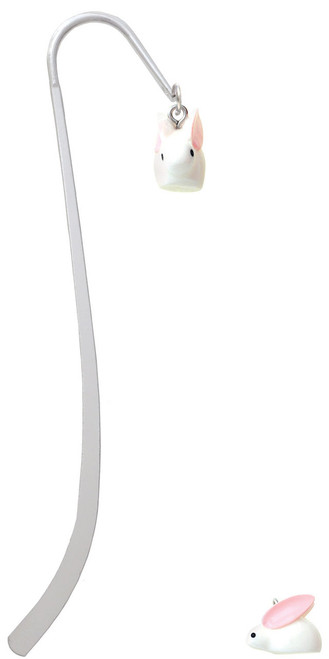 Resin White Big Ear Bunny Charm Bookmark