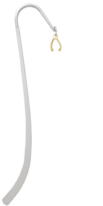 Mini Gold Tone Wishbone Charm Bookmark