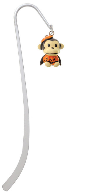 Resin Monkey in Pumpkin Costume Charm Bookmark