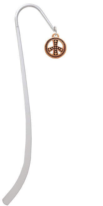 Beaded Rose Gold Tone Peace Sign Charm Bookmark