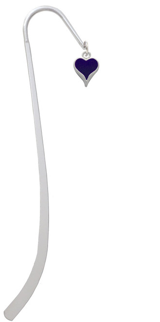 Small Long Purple Heart Charm Bookmark
