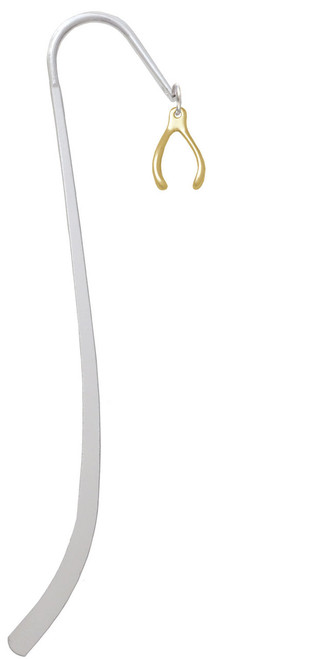 Gold Tone Wishbone Charm Bookmark