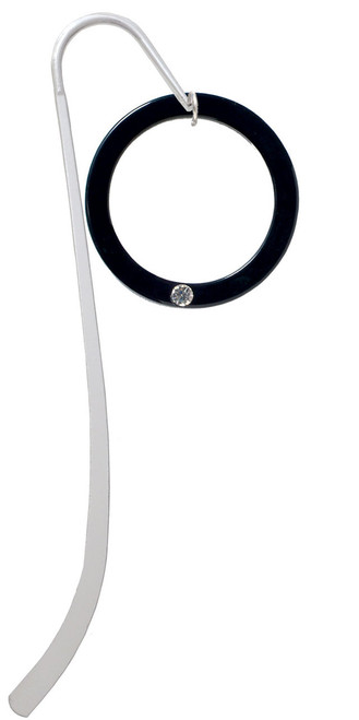 Acrylic 1 1/2" Ring with 4mm Crystal Black Charm Bookmark