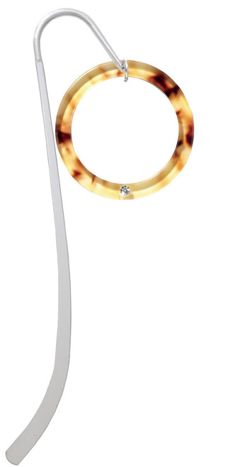 Acrylic 1 1/2" Ring with 4mm Crystal Mixed Brown and Yellow Charm Bookmark