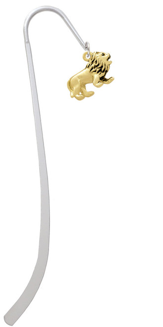Gold Tone 3-D Lion Charm Bookmark