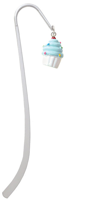 Resin White Cupcake with Blue Frosting Charm Bookmark