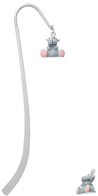 Resin Grey Hippopotamus Honey Charm Bookmark