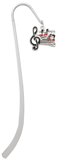 Music Sheet with Hearts Charm Bookmark