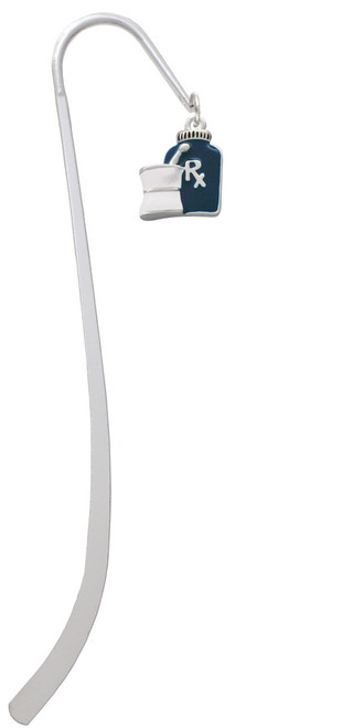 Blue Prescription Bottle Charm Bookmark