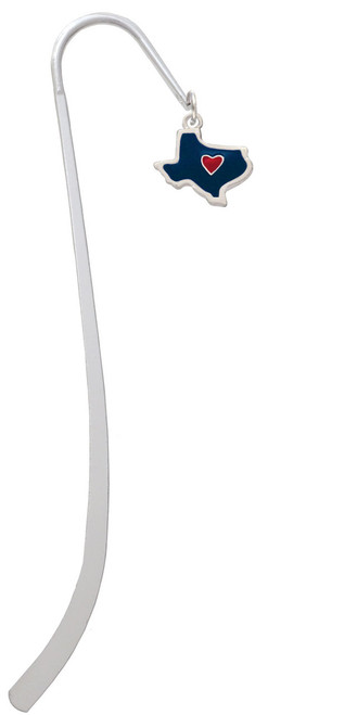 Blue Texas with Red Heart Charm Bookmark