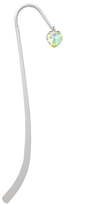 Clear AB Crystal Heart Charm Bookmark