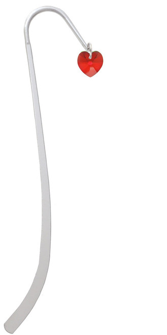 Red Crystal Heart Charm Bookmark