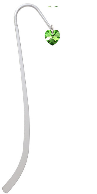 Lime Green Crystal Heart Charm Bookmark