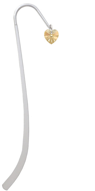 Gold Tone Crystal Heart Charm Bookmark