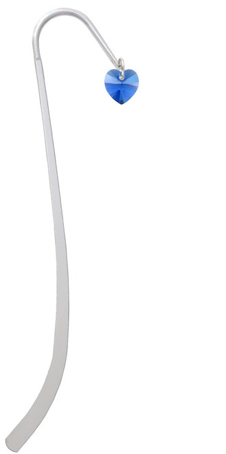 Blue Crystal Heart Charm Bookmark