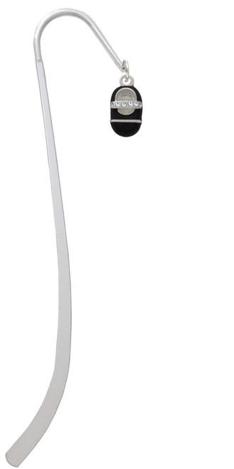 Black Baby Shoe with Crystal Strap Charm Bookmark