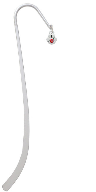 Mini Paw with Red Crystal Charm Bookmark