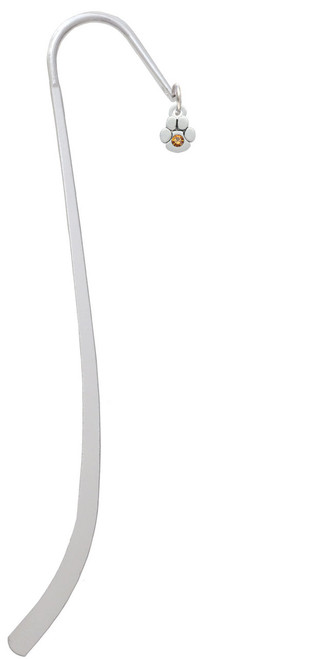 Mini Paw with Yellow Crystal Charm Bookmark