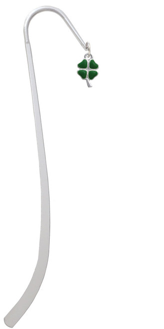 Mini Green Heart Four Leaf Clovers Charm Bookmark