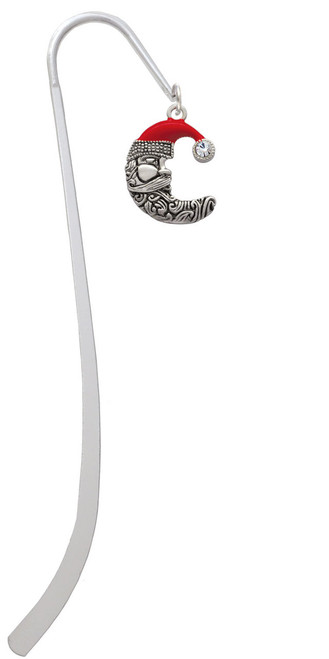 Large Crescent Moon Santa Face Charm Bookmark