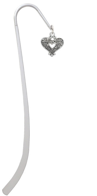Antiqued Reptile Print Open Heart Charm Bookmark