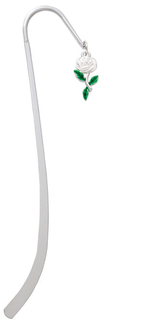 White Rose Flower Charm Bookmark