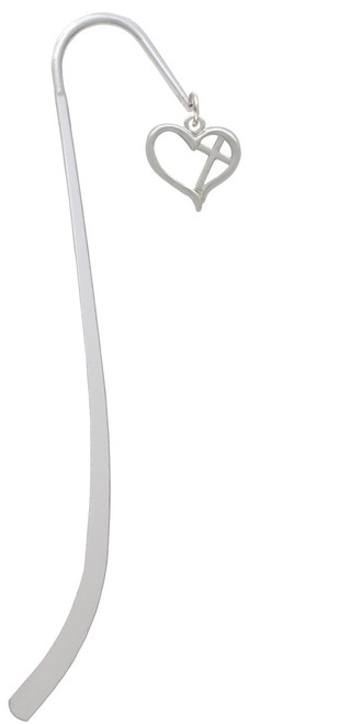 Heart Outline with diagonal Cross Charm Bookmark