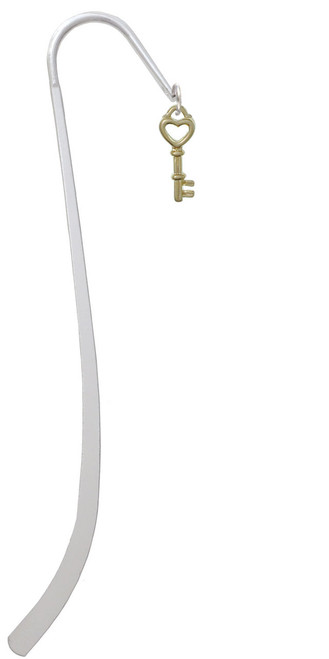 Open Gold Tone Heart Key Charm Bookmark