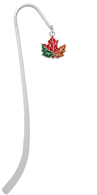 Large Orange Fall Leaf Charm Bookmark