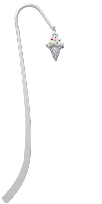 2-D Vanilla Ice Cream Cone with Sprinkles Charm Bookmark