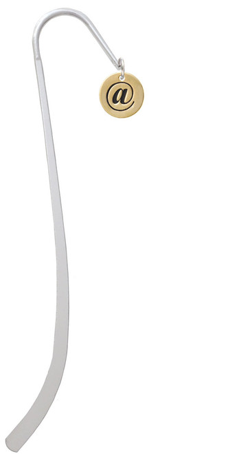 Gold Tone Disc 1/2'' - Symbol - At Sign - @ - Charm Bookmark