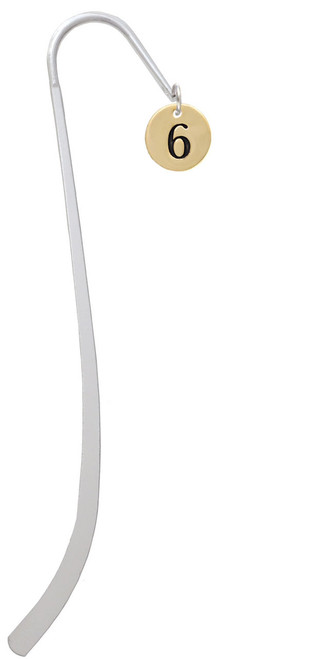 Gold Tone Disc 1/2'' Number - 6 - Charm Bookmark