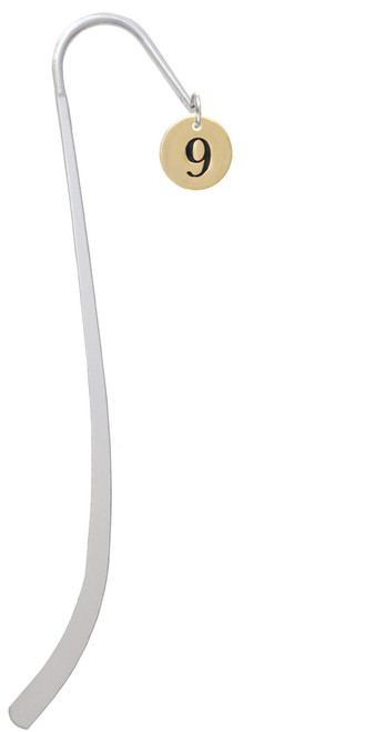 Gold Tone Disc 1/2'' Number - 9 - Charm Bookmark