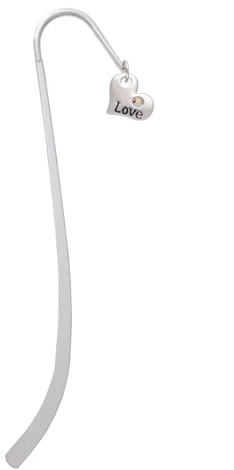 Love Heart with AB Crystal Charm Bookmark