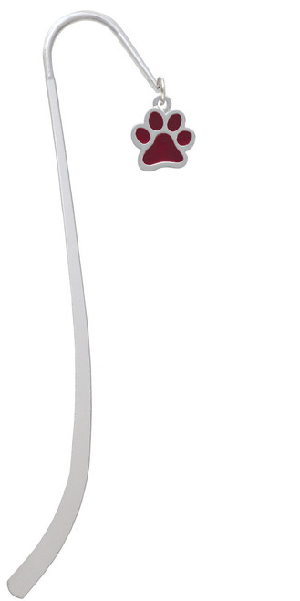 Medium Translucent Maroon Paw Charm Bookmark