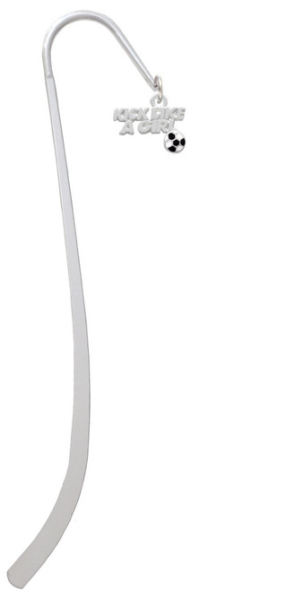 Kick Like a Girl with Enamel Soccer Ball Charm Bookmark