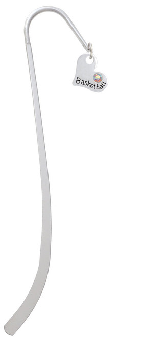 Heart with ''Basketball'' and AB Crystal Charm Bookmark