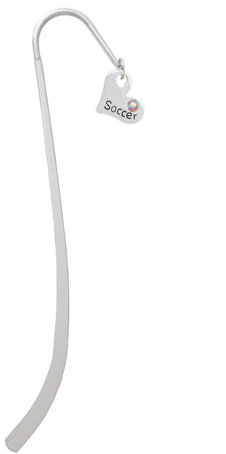 Heart with ''Soccer'' and AB Crystal Charm Bookmark