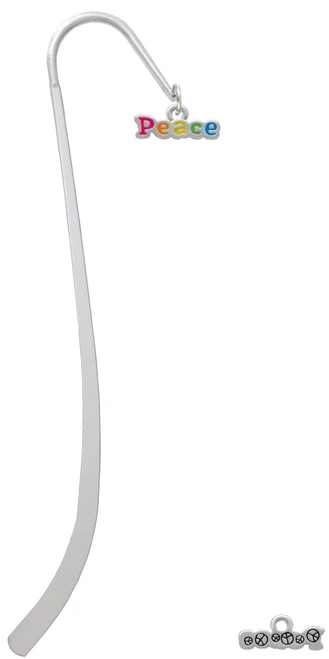 Rainbow Colored ''Peace'' Charm Bookmark